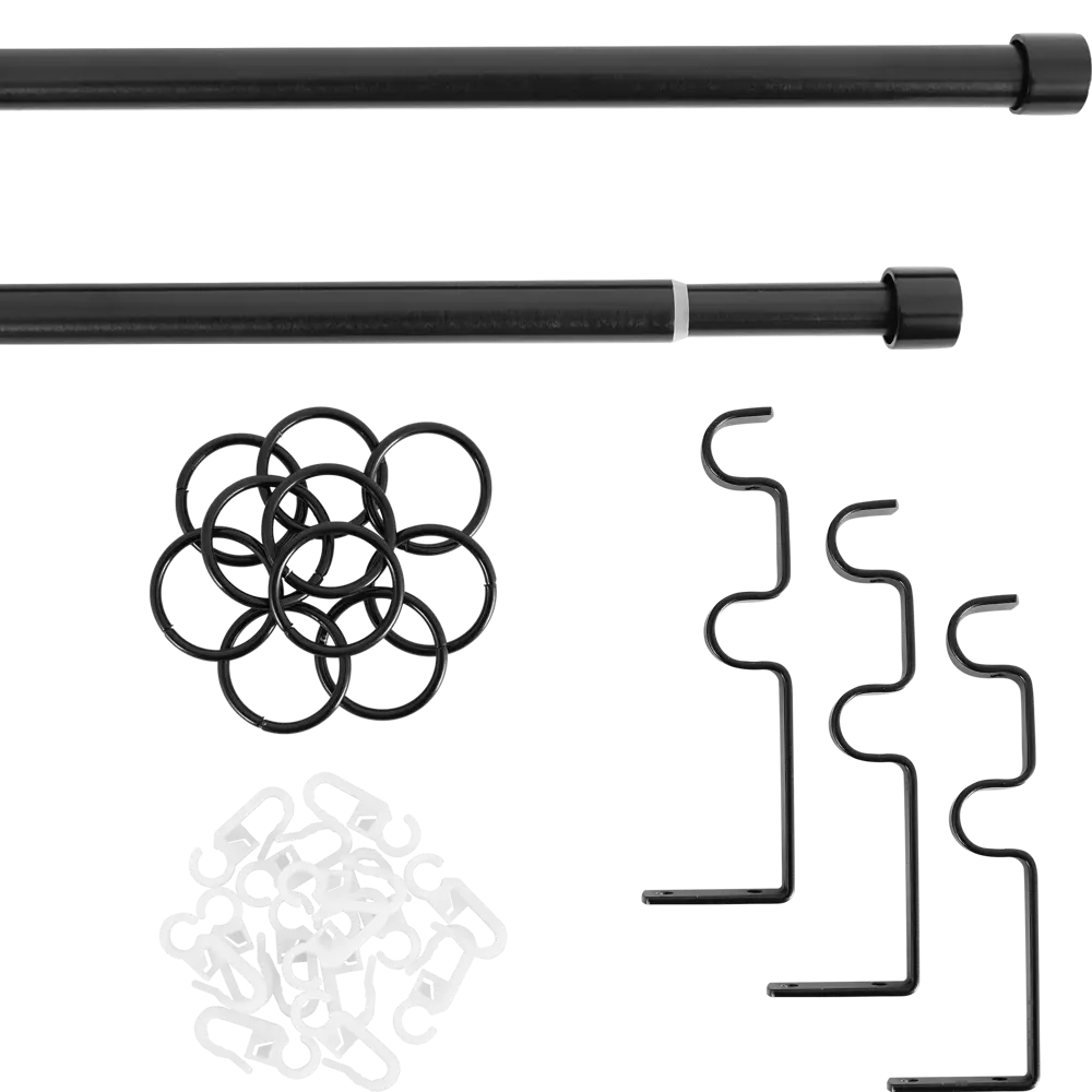 Карниз двухрядный раздвижной d19/16 мм заглушка 160-320 см цвет черный ORBIS STLM-2042111 - Вид №1