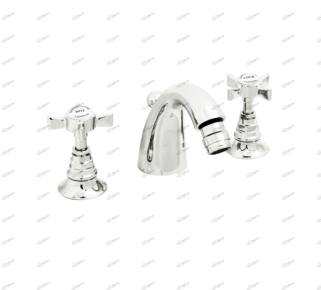 Gentry Home Смеситель для раковины Style на три отверстия с всплывающей пастой Ascot Никель GH102304 