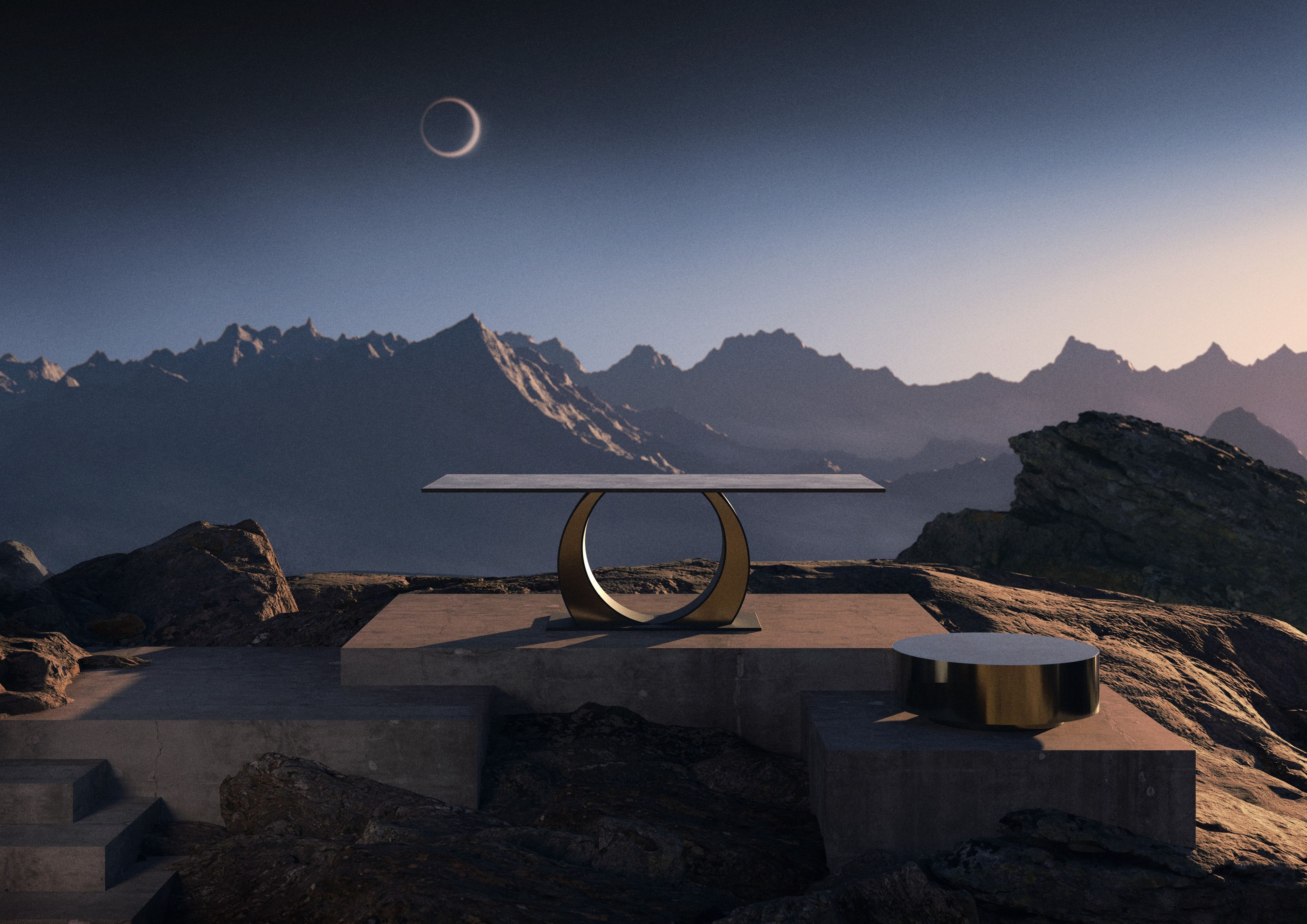 Круглый журнальный столик с кварцевым верхом ORO NERO Collection Hole ARCH-00080782 - Вид №3