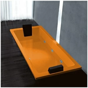 Ванна Gruppo treesse Quadra 180 V078B-SX-O оранжевая с гидромассажем  и дезинфекцией прямоугольная встроенная левая