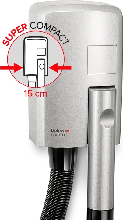 Valera Hotello Silver Мод. 832.01 / T silver - 1200 Вт - Компактный и мощный настенный фен для волос с шлангом 58320120 