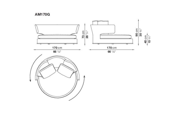 Изогнутый диван из ткани Maxalto Amoenus Soft ARCH-00065931 - Вид №11