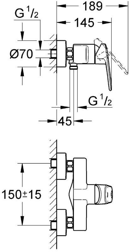 Смеситель для душа GROHE Europlus, хром (33577002) - Вид №1