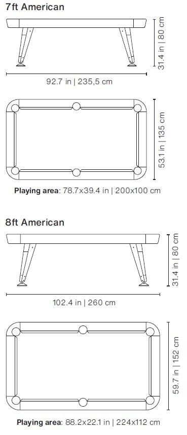 Открытый бильярдный стол из окрашенной стали и дерева RS Barcelona диагональ ARCH-00042076 - Вид №23
