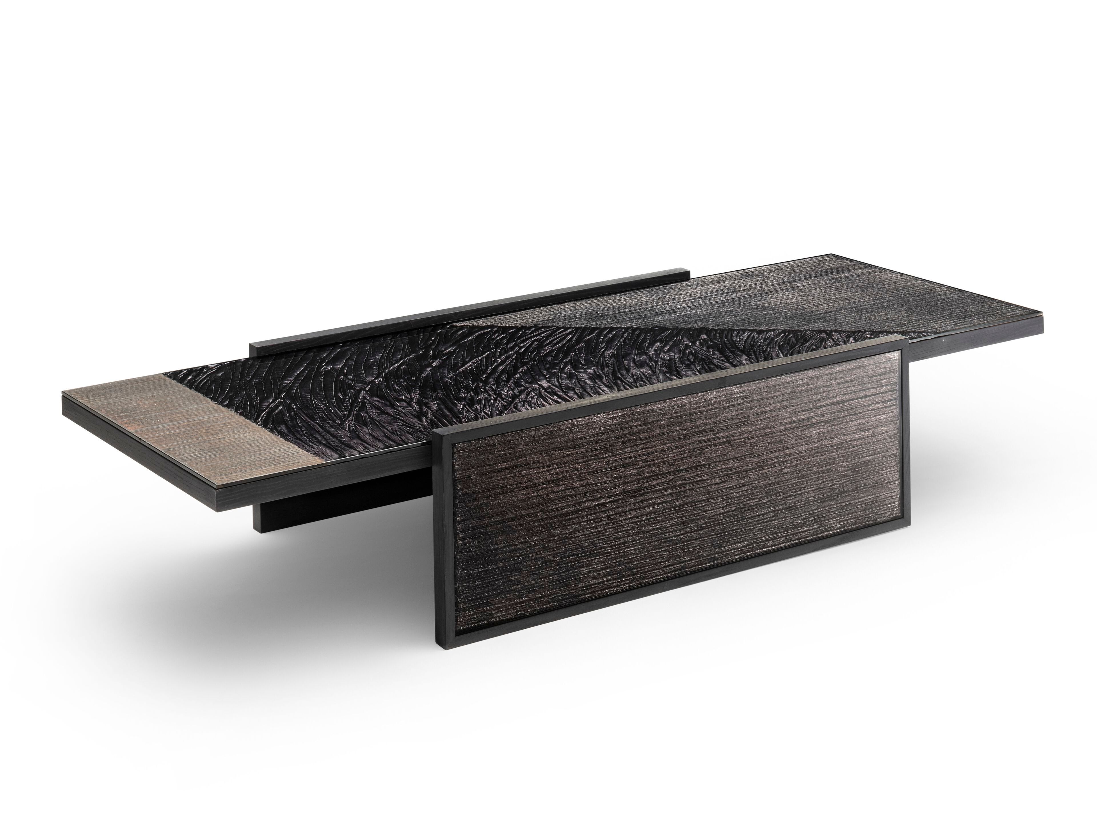 Низкий прямоугольный журнальный столик из дерева и стекла ARTE VENEZIANA Sub Umbra ARCH-00062888