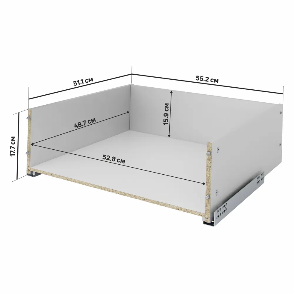 Выдвижной ящик для кухни 55.2x17.7x51.1 см KONSENSA ДСП цвет серый Отсутствует STLM-2066840 - Вид №2