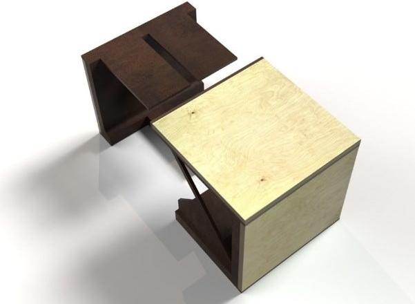 TrackDesign Низкий табурет из кортеновского дерева и дерева  Sp0472000  - Вид №7