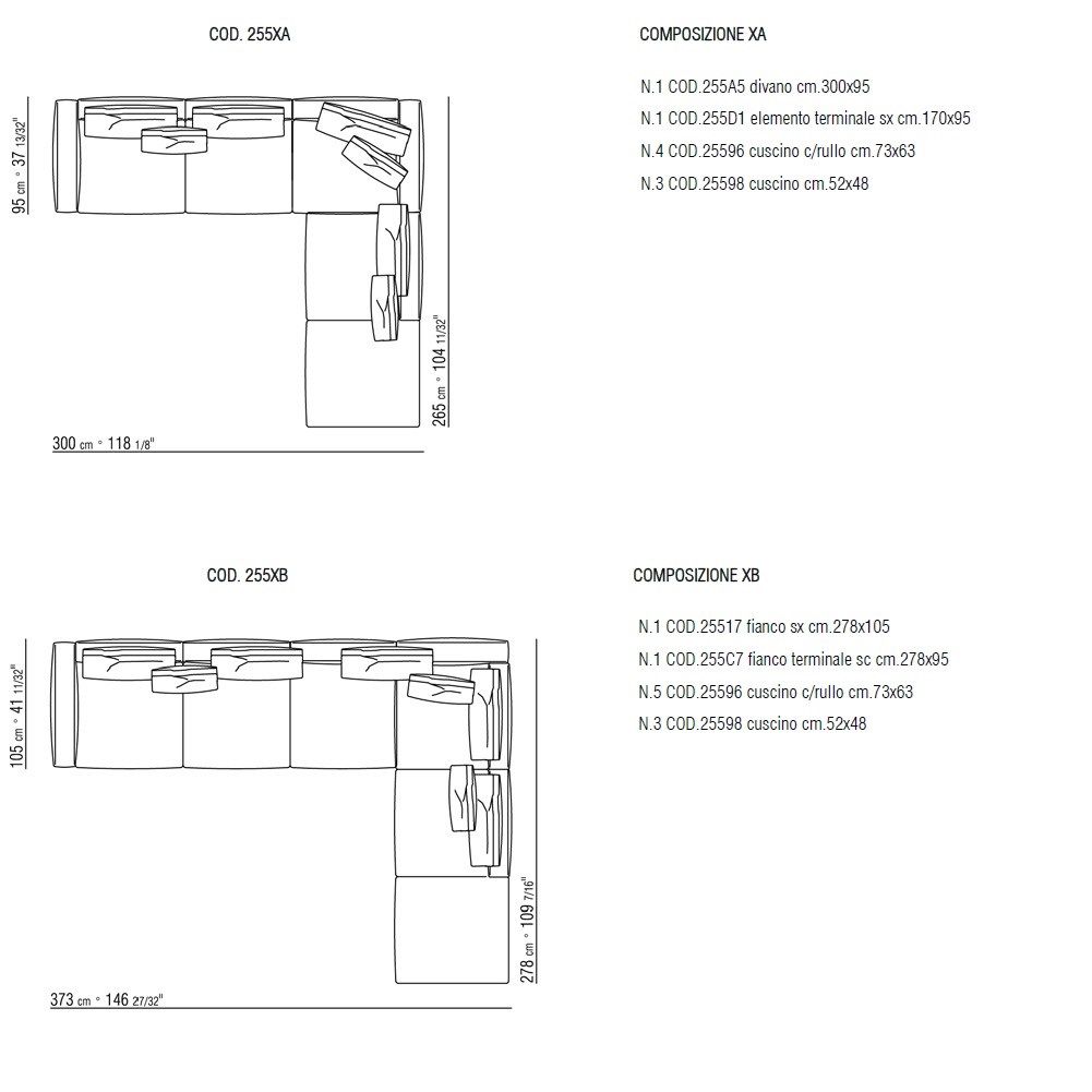 Съемный диван из ткани Flexform ARCH-00096839 - Вид №9