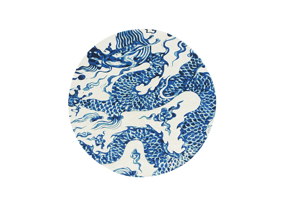 100464 Ковер круглый White GAN Blue China  - Вид №1