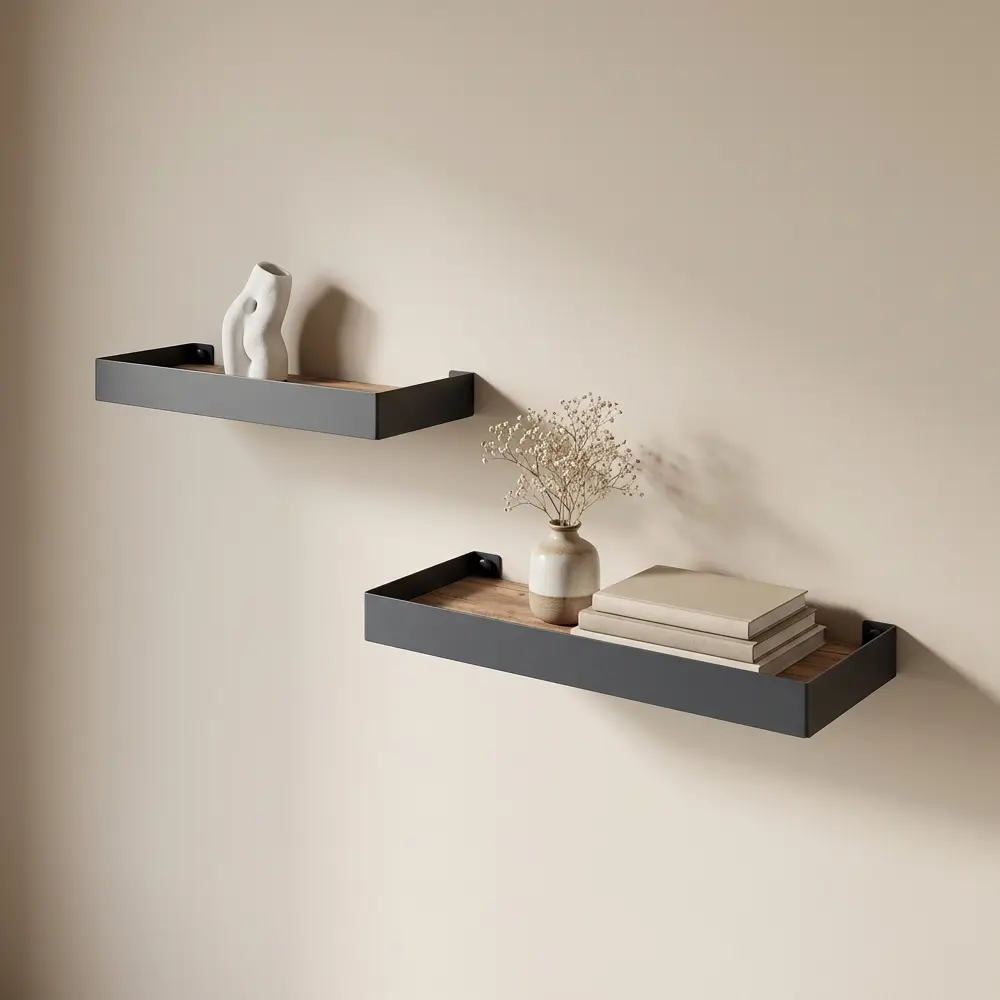 Настенная полка 32x11/40x15 см металл цвет черный KONSENSA STLM-2053833