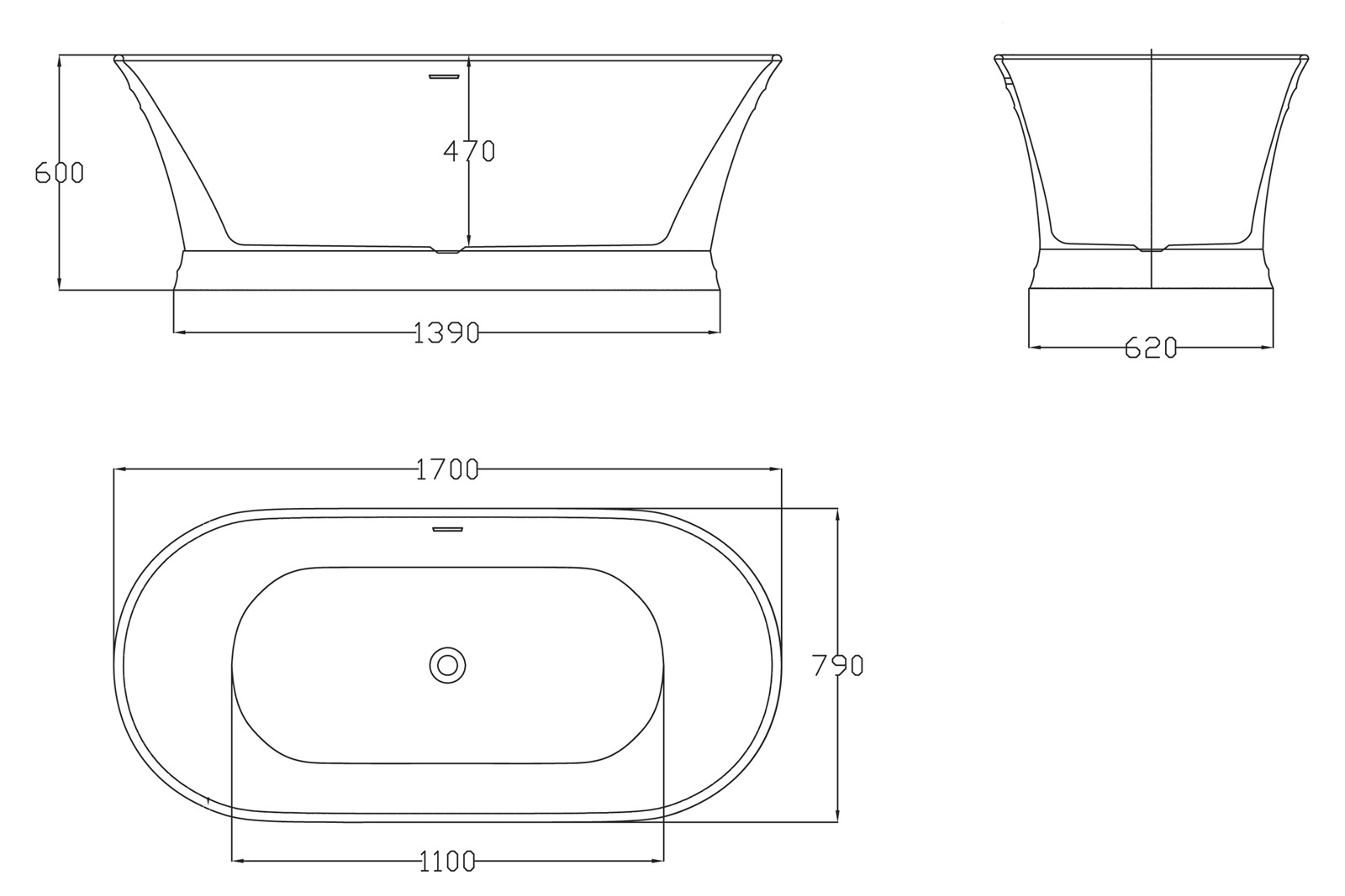 Акриловая ванна BelBagno BB402-1700-790  - Вид №3