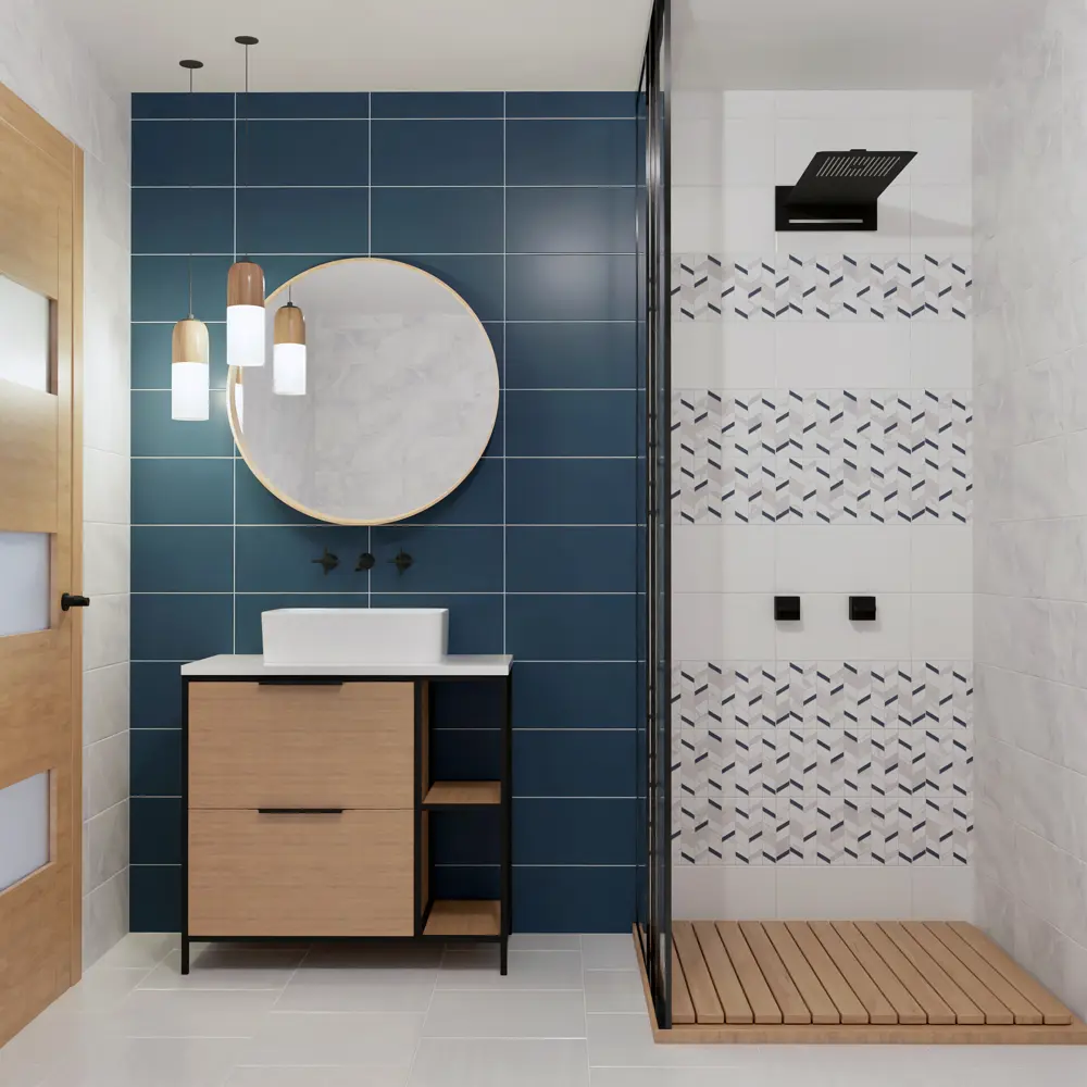 Плитка настенная Mersey Mono A0554B14101 20x40 см 1.6 м² матовая цвет синий Santreyd STLM-2139425 - Вид №5