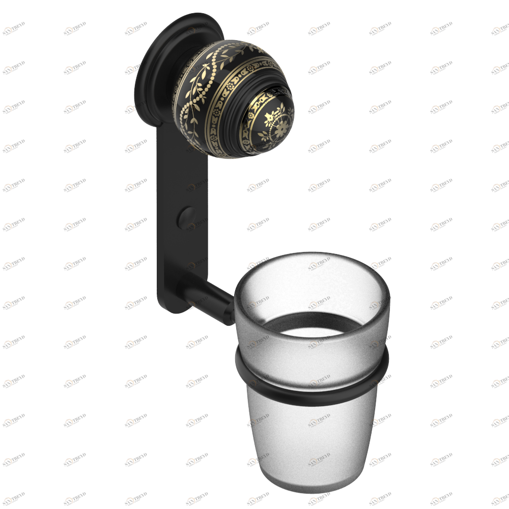 A7F-536 Стакан настенный для зубных щёток Thg-paris Marquise чёрный с золотым декором Покрытие PVD матовая бронза A7F-536 CAT.F