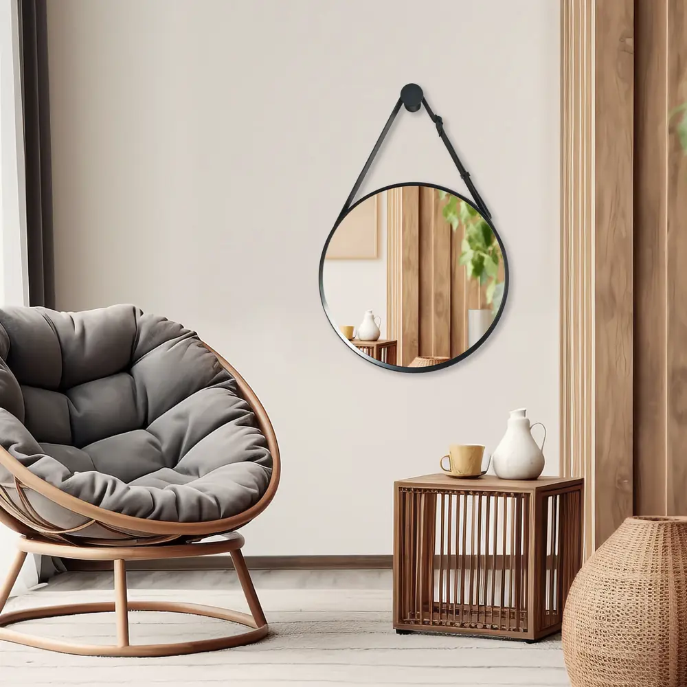 Зеркало декоративное KREAFORTA Barbier круглое D43 см пластик цвет черный STLM-2158350 - Вид №6