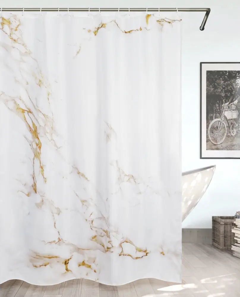 BATH PLUS Штора для ванной White Marble с мраморным узором 180x200 см 89362283