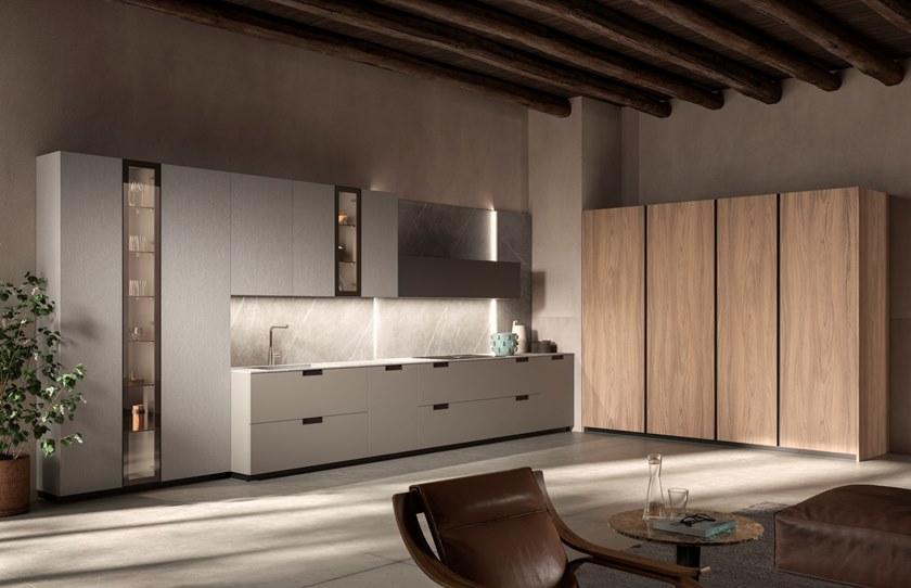 Aster Cucine Линейная кухня из лакированного дерева со встроенными ручками Atelier sun-id-1463375 - Вид №5