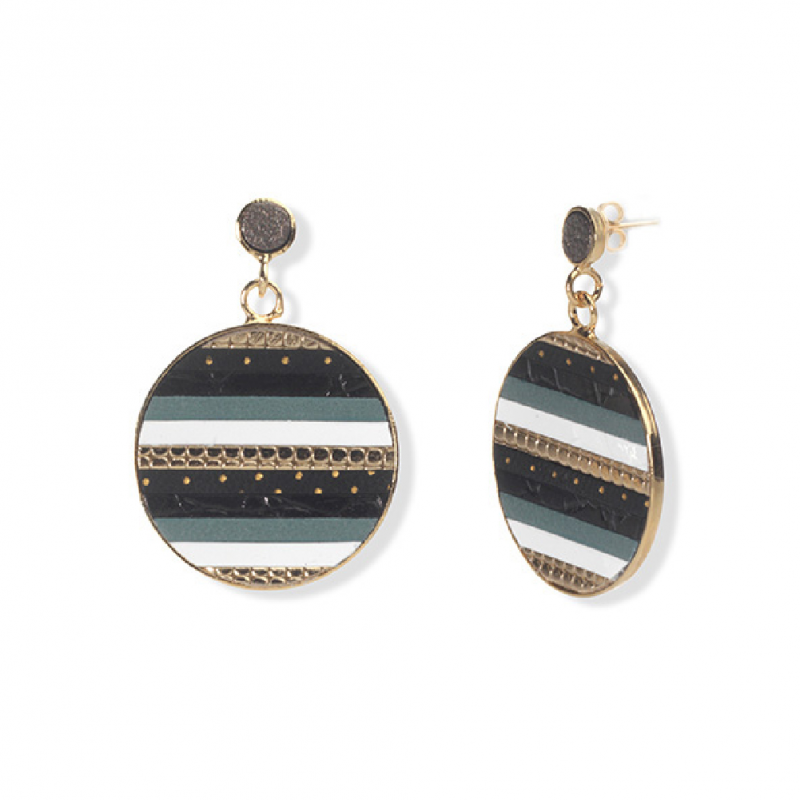 FL21 Серьги-гвоздики, кожа, латунь, позолота Flowersforzoe Santreyd 