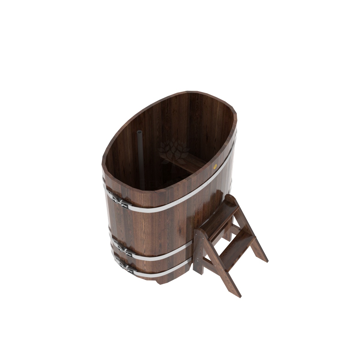 1145 Купель овальная из лиственницы 0,76х1,16х1,1 морёная премиум Alyarus  - Вид №1