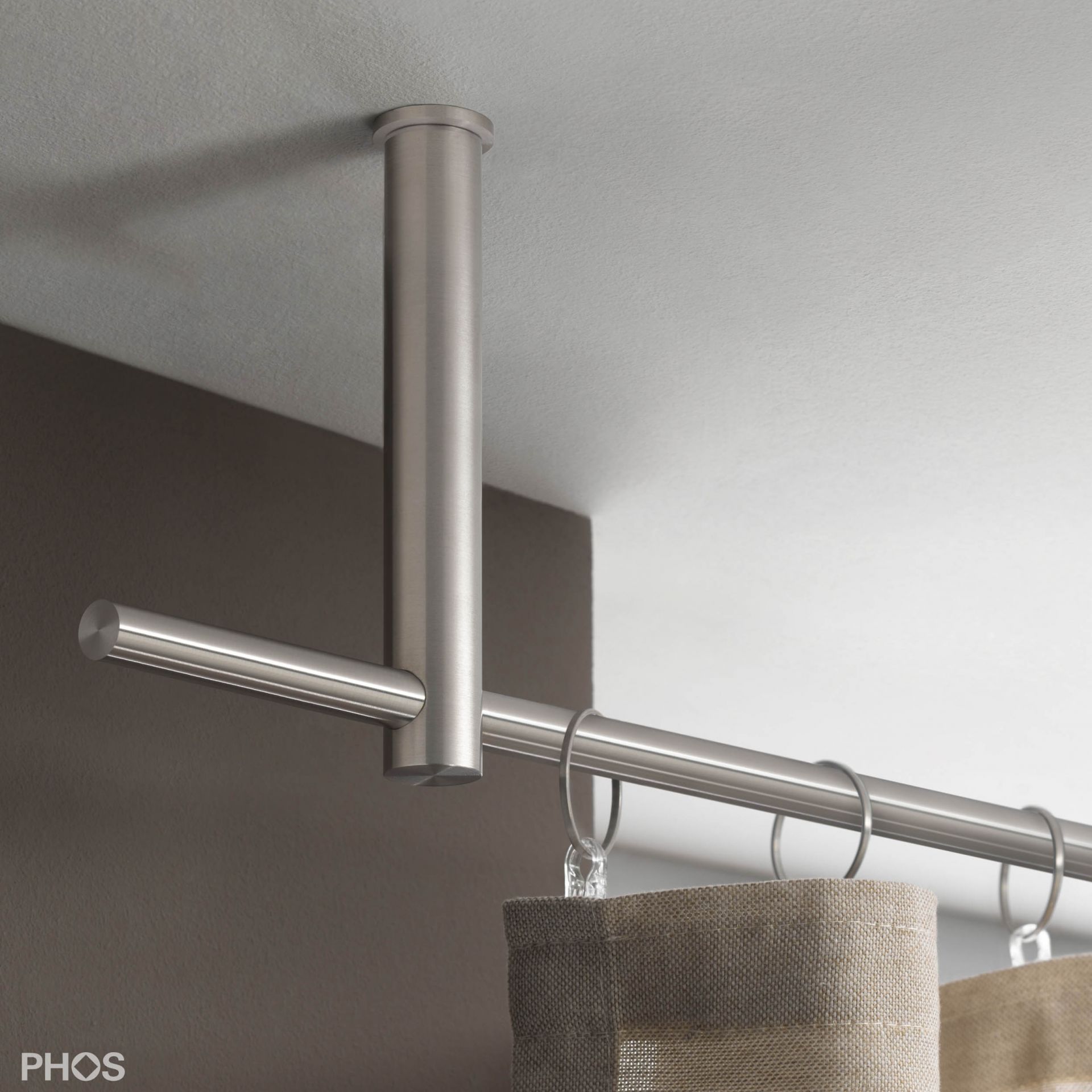 VS20-140-3600-D Комплект карнизов: 360 см с 2 держателями и 1 держателем карниза в качестве центральной опоры (большое расстояние от потолка) PHOS 