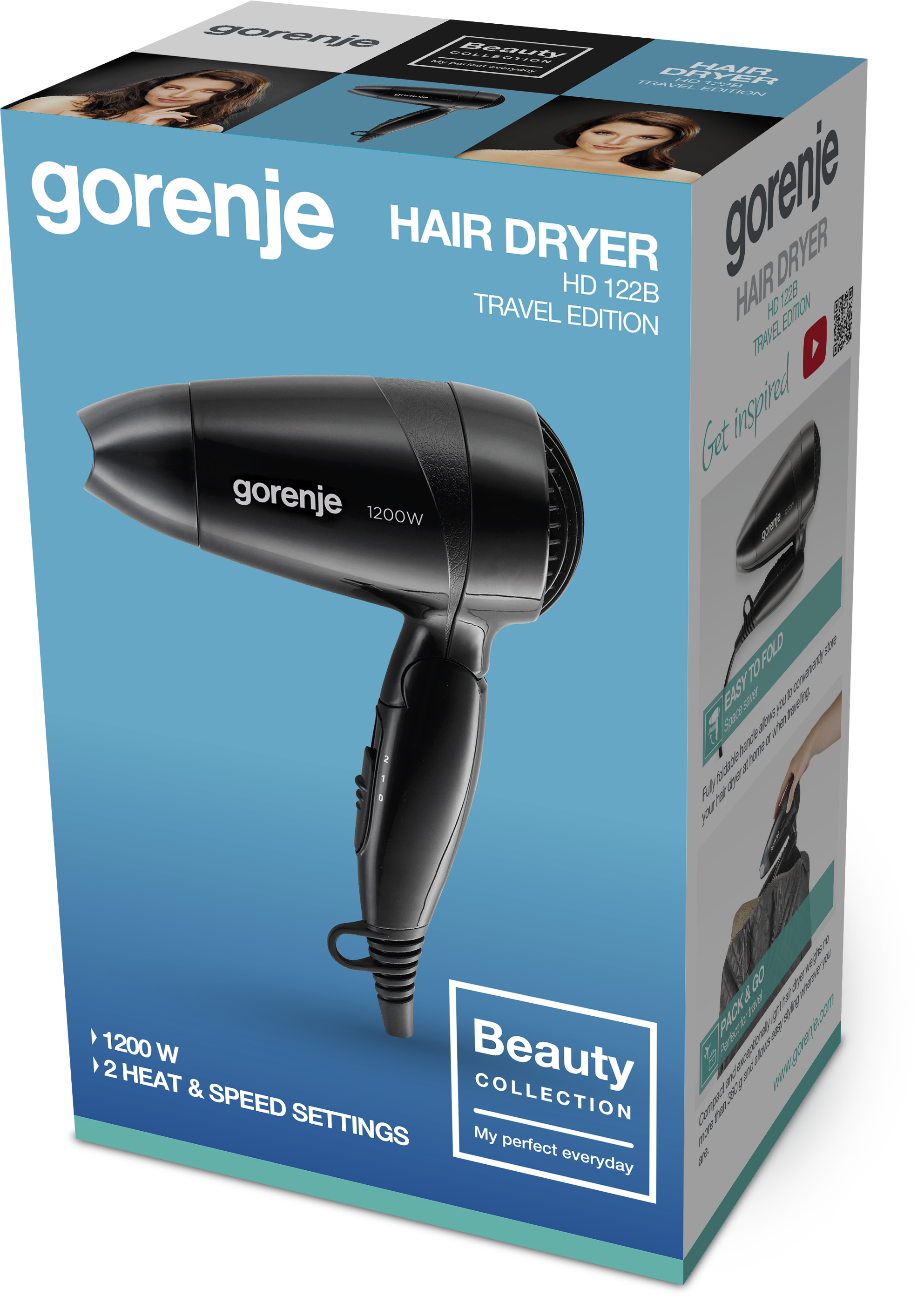 HD122B Фен / фен, 2 скорости, черный Gorenje Santreyd  - Вид №2