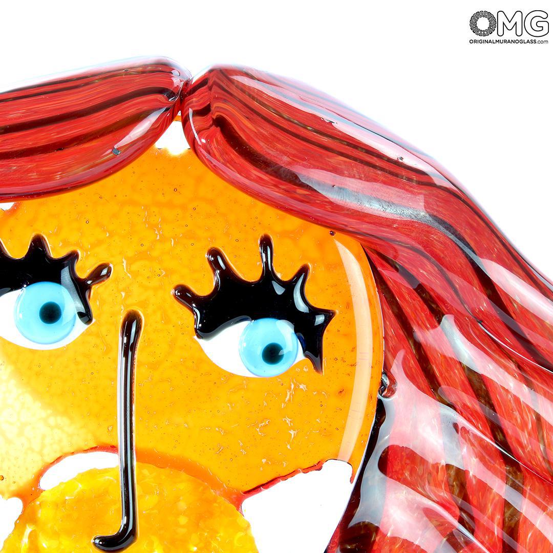 4722 ORIGINALMURANOGLASS Скульптура Голова Рыжей Женщины - Pop Art - по мотивам Пикассо - муранское стекло OMG 30 см  - Вид №1