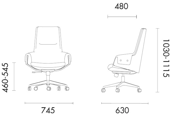 Grado Design Обтянутый кожей вращающийся офисный стул с подлокотниками Lord Lod-ch-05 - Вид №4