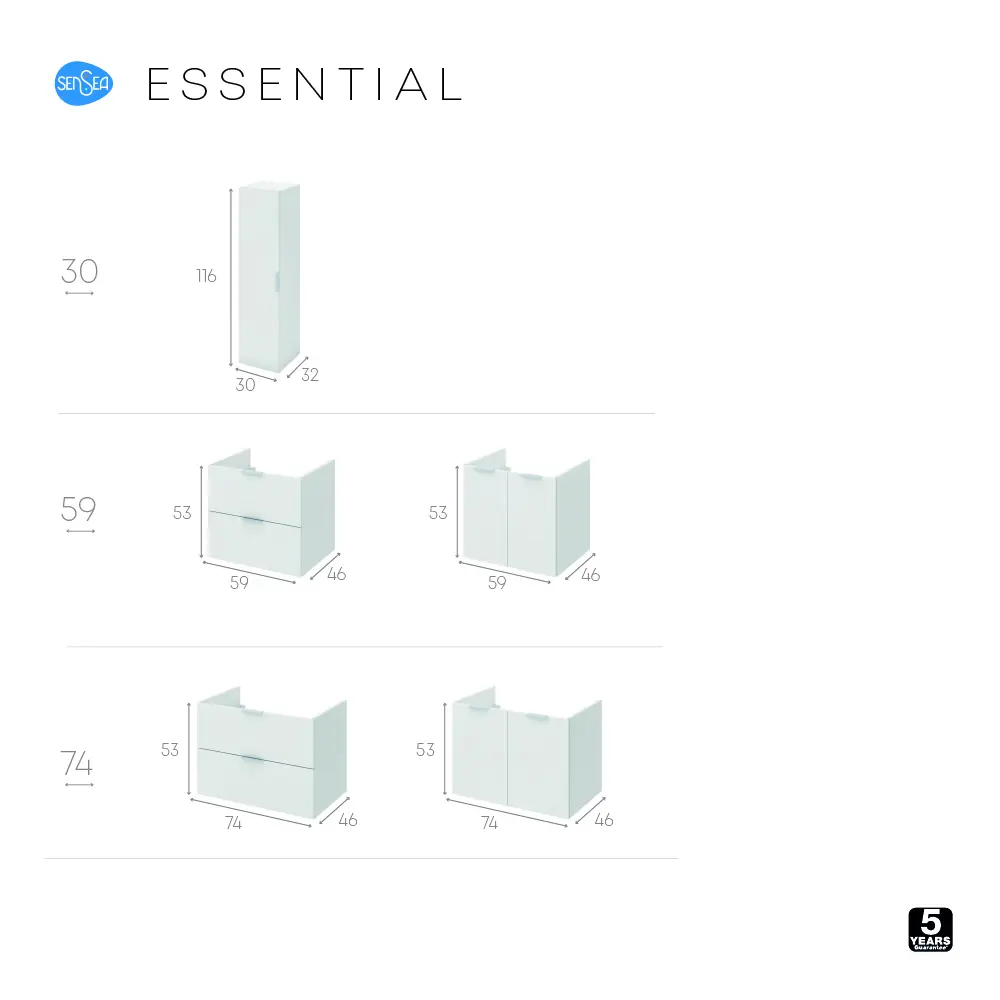 Тумба под раковину подвесная Sensea Essential с дверцами 75 см цвет белый 82597806 STLM-2169178 - Вид №6