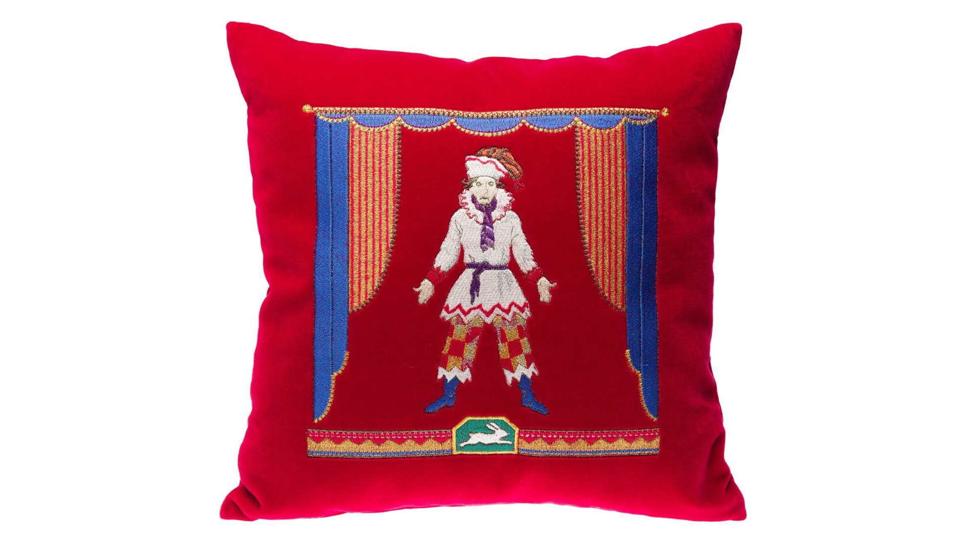 10660416 Торжокские золотошвеи Подушка диванная "Петрушка" бархат Разм. 40*40 Мод. 906 Бархат  - Вид №1