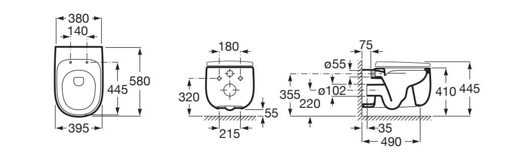 Керамический подвесной туалет без бриды Roca Beyond ARCH-00097841 - Вид №2