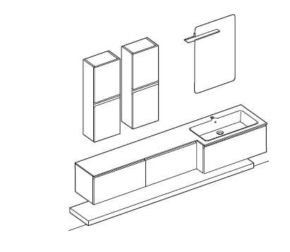 Подвесной шкаф с одной раковиной со встроенной раковиной ARBLU Hito ARCH-00036511 - Вид №2