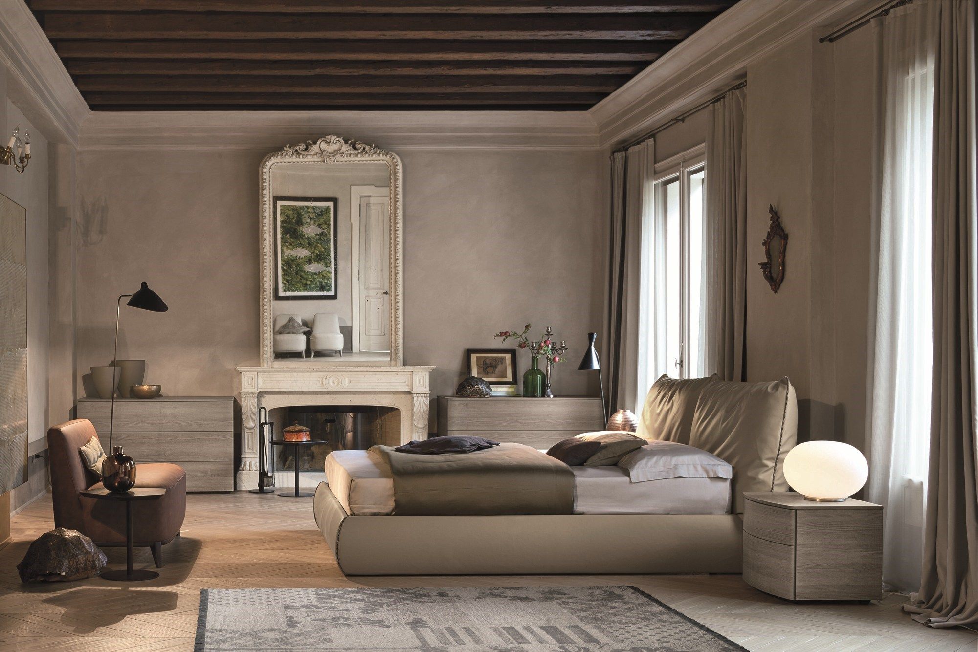 Кожаная мягкая двуспальная кровать TOMASELLA SOGNO ARCH-00144868 - Вид №4