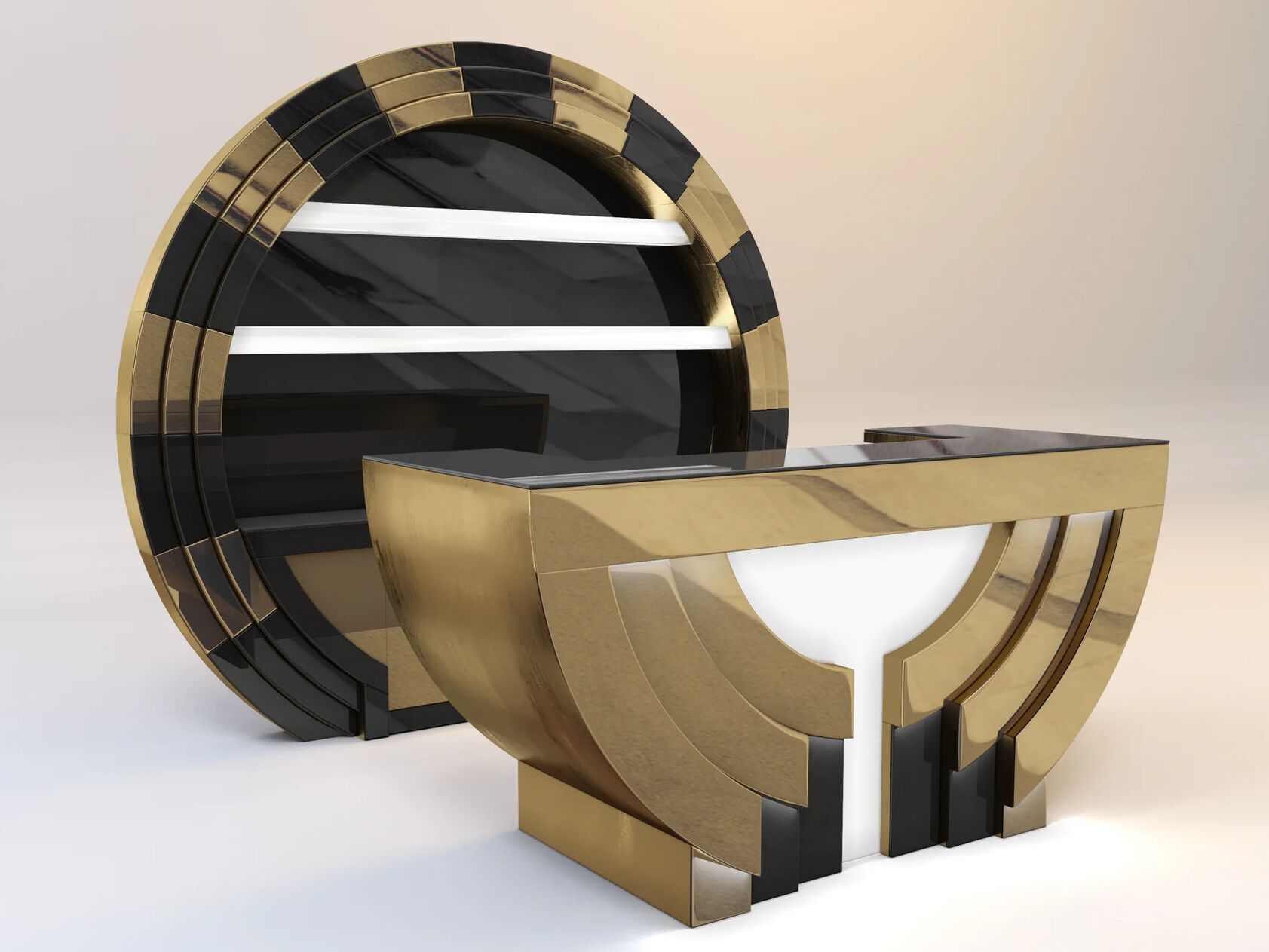 Стеклянная барная стойка с подсветкой PlusObject BAR COUNTER ARCH-00012214