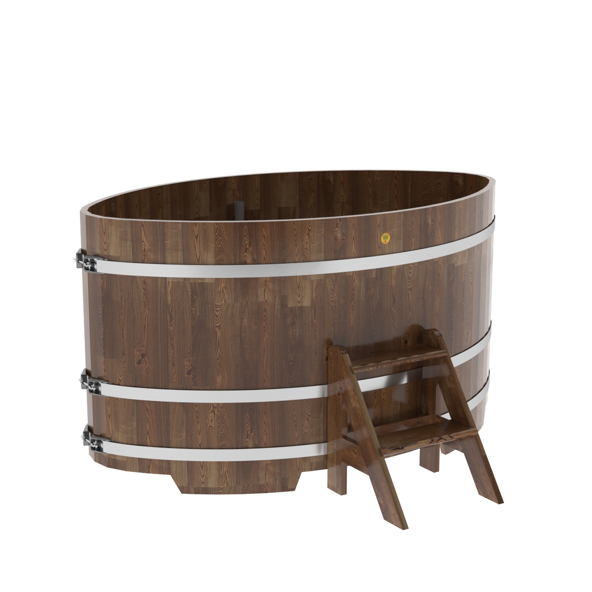 1547 Купель овальная из сращенных ламелей лиственницы 1,15х1,83х1,0 морёная Alyarus 