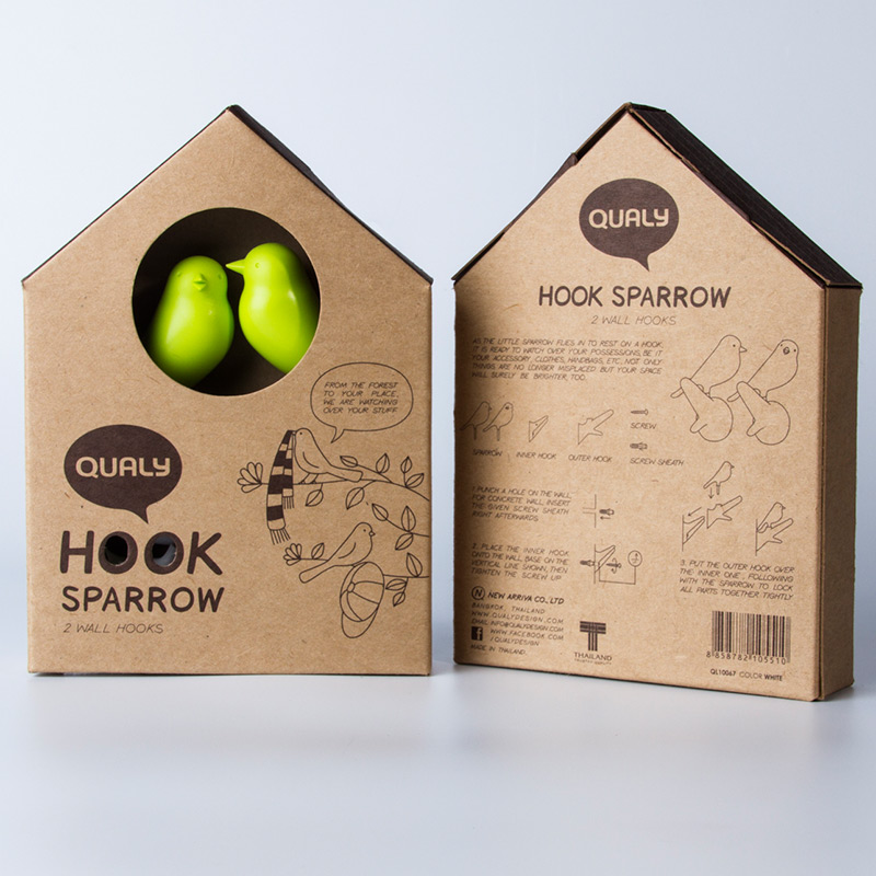 QL10067-WH-BK Вешалки настенные sparrow 2 шт. белые-черные Qualy  - Вид №3