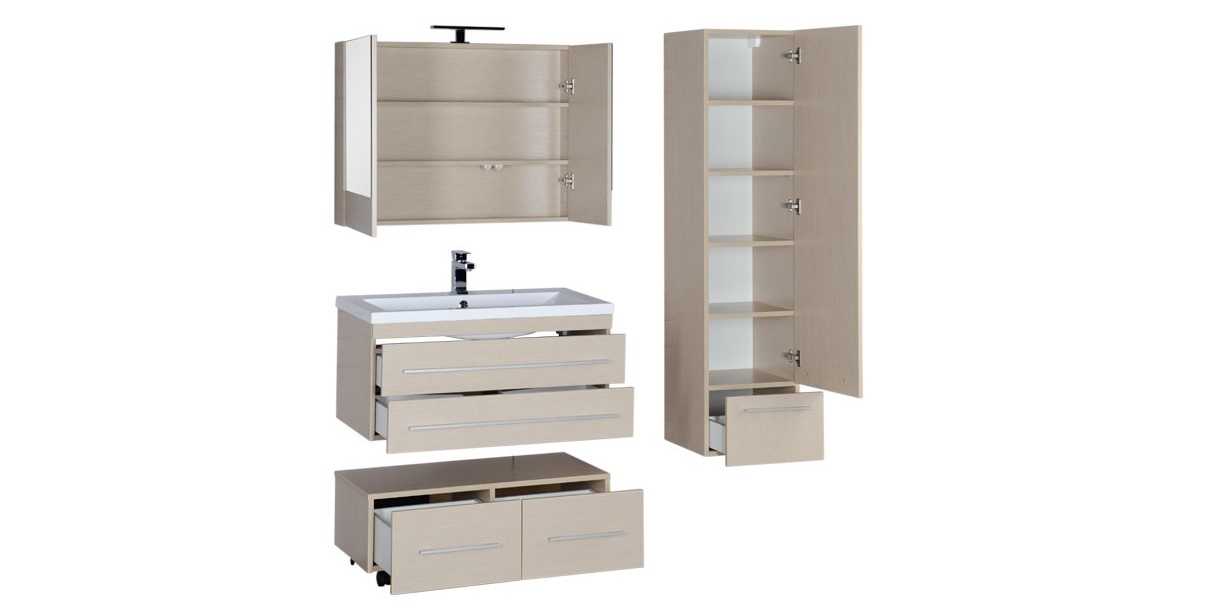 Комплект мебели Aquanet Нота 90 светлый дуб (камерино) 00161244 - Вид №2