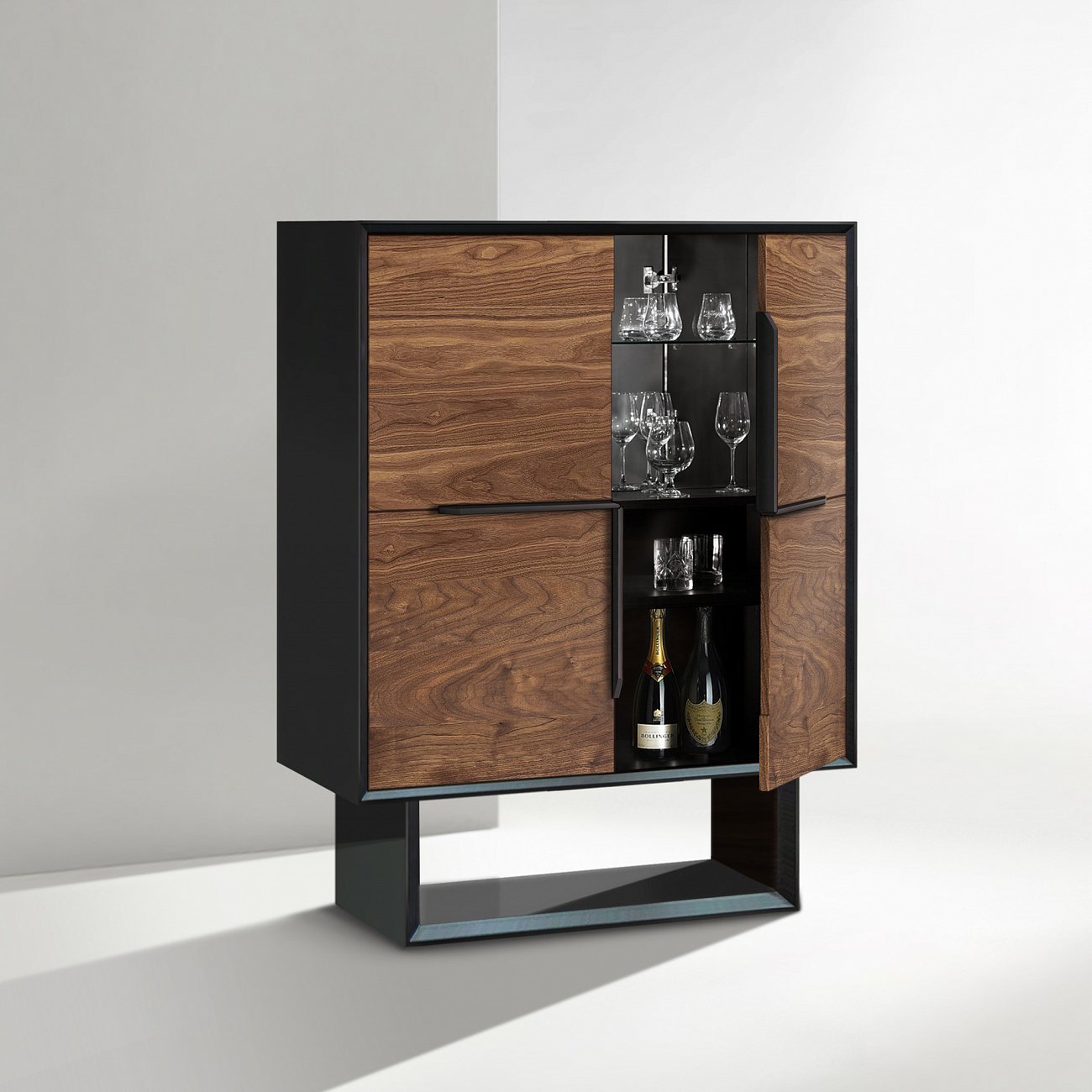 Барный шкаф с 2 дверцами американский орех Garon ACWD GARON 00-3981966 Коричневый;черный  - Вид №2