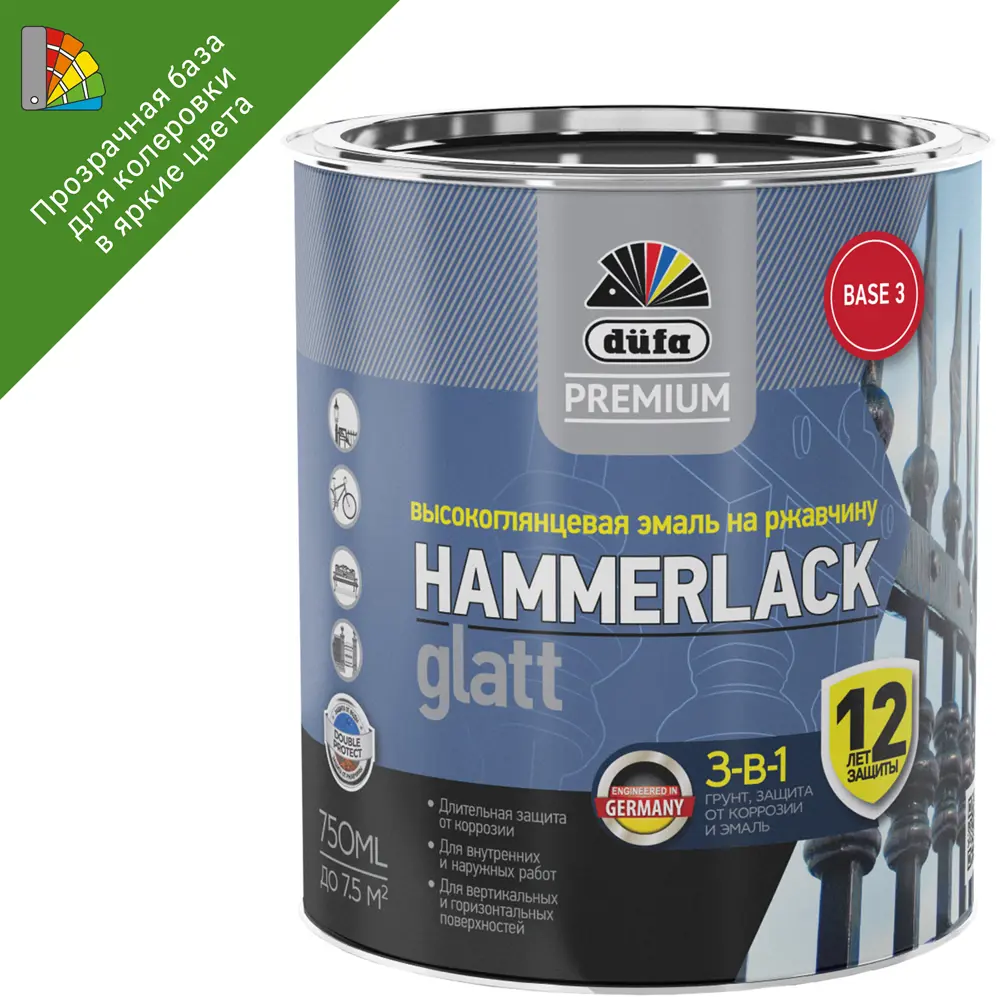 Dufa Hammerlack - прозрачная эмаль для колеровки по ржавчине 0.75 л 88234349 STLM-0077002