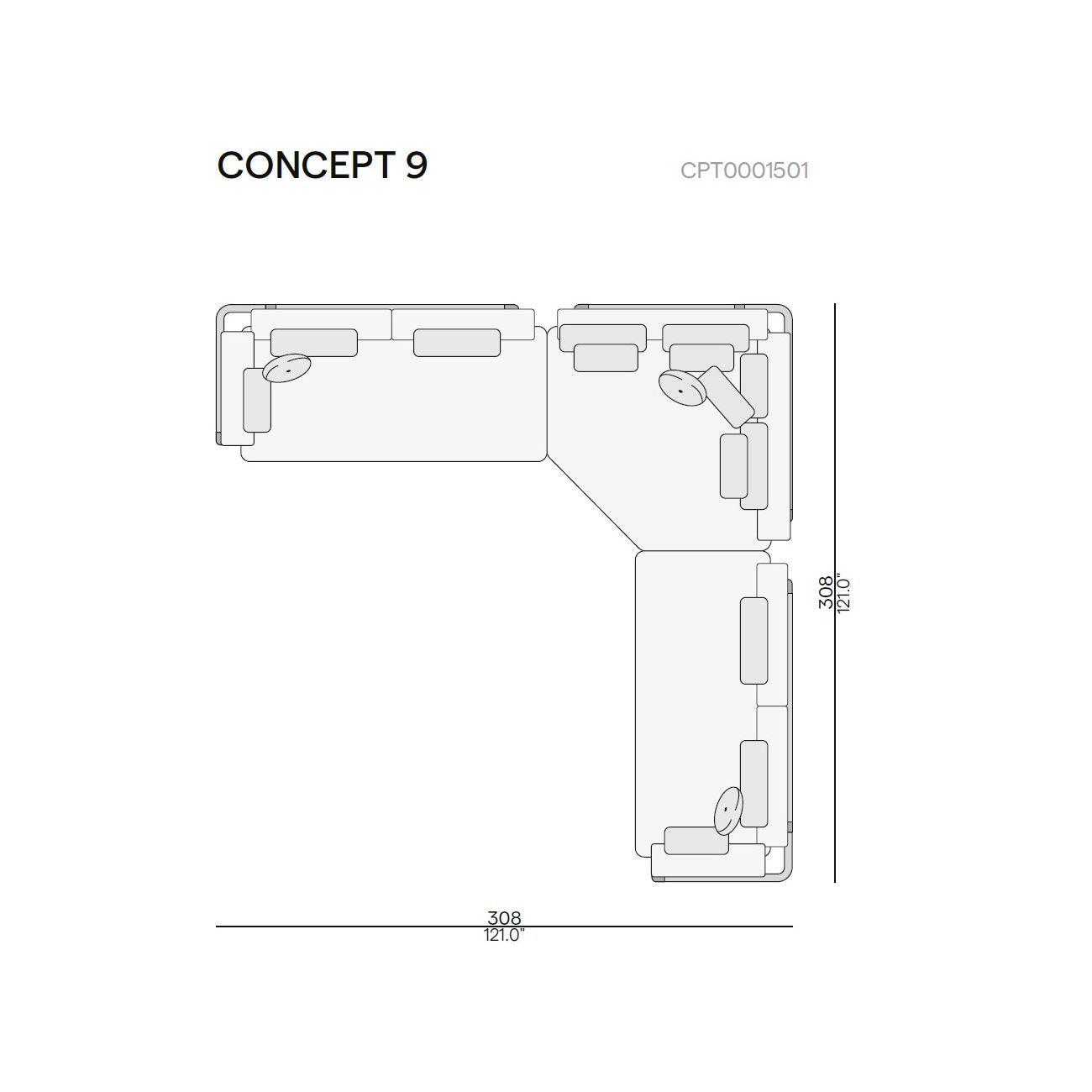 Тканевый угловой модульный садовый диван MANUTTI Flows ARCH-00011283 - Вид №6