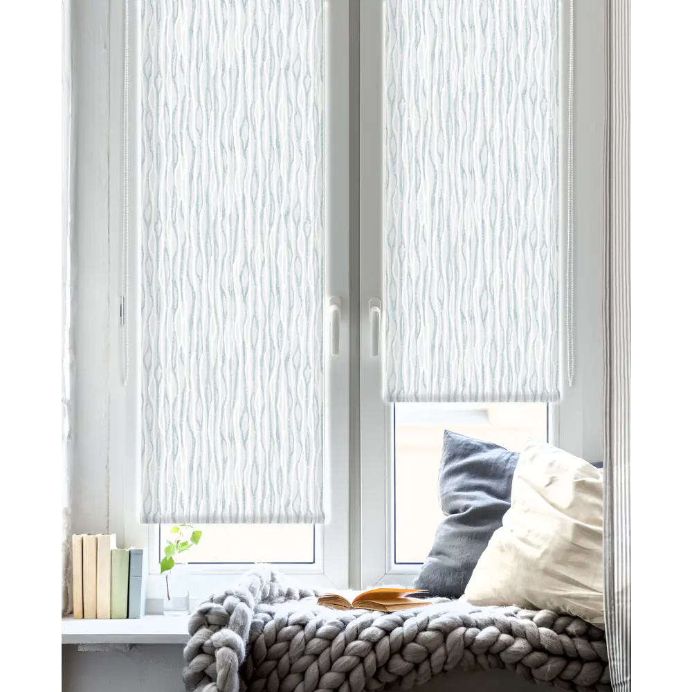 Штора рулонная Смуги 55x160 см бирюзовая GARDEN STLM-2058924 - Вид №6