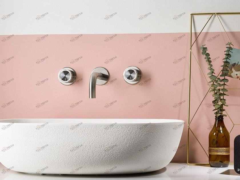 MINA Смеситель для умывальника настенный из нержавеющей стали с 3 отверстиями Synth 4918