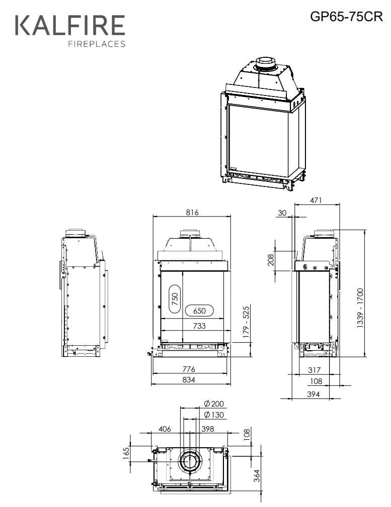 Настенный газовый угловой камин KALFIRE GP65/75C ARCH-00103286 - Вид №4