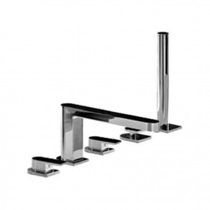 6365  Набортный смеситель для ваннывылет 21 см ручки на 5 отверстий переключатель на 2 потока с кнопкой ручная лейка SUN гибкий шланг 150 см картридж керамический 90° впуски 3/4'' подводка Fantini Rubinetti MARE