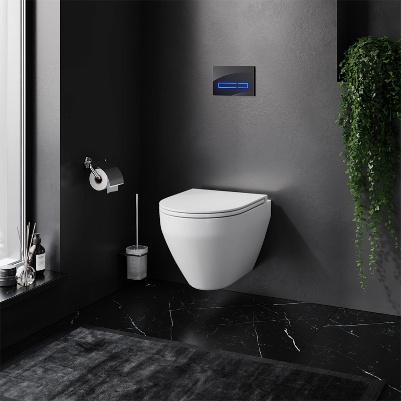 IS450A38.701700 Инст с клав Touchless Pro стекло чёрн с подв унит Spirit V2.0 FlashClean с сид м/л AM.PM Spirit 2.0  - Вид №1