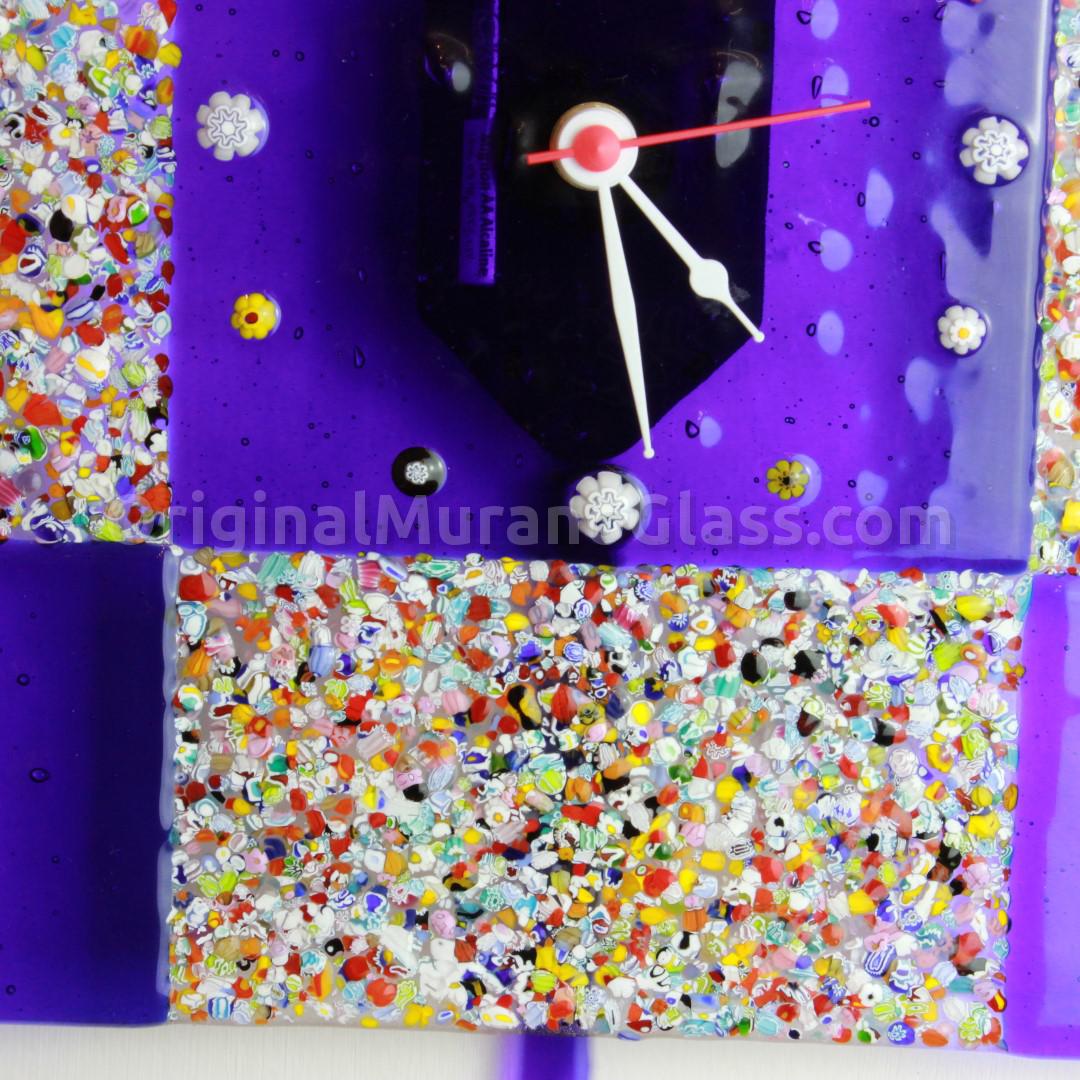 1269 ORIGINALMURANOGLASS Настенные часы с маятником Синяя мурина - большие - муранское стекло 30 см  - Вид №1