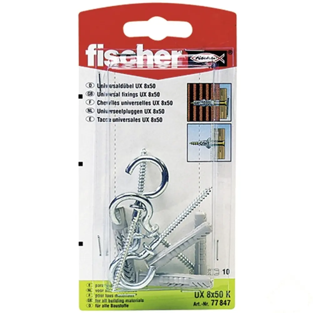 Дюбель универсальный Fischer UX с крюком-полукольцом 8x50 мм нейлон 4 шт STLM-2191961