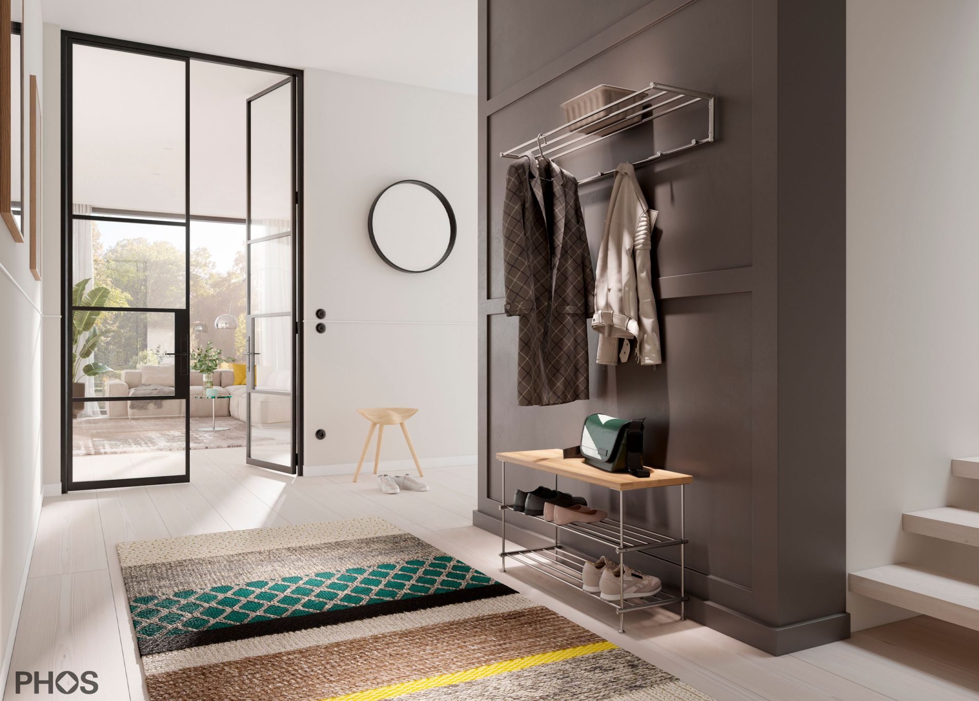 G17-1000 Навесной шкаф g17 с 4 платяными штангами и 6 крючками для одежды, ширина 100 см PHOS  - Вид №1