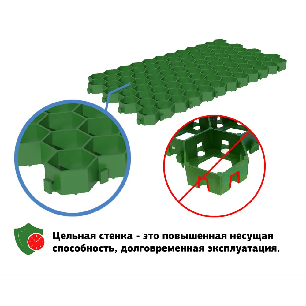 Решетка газонная Gidrolica Eco Standart 70х40x3.2 см цвет зелёный STLM-2110393