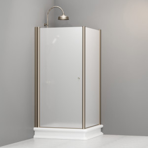 9149S3 Душевая кабина DX с распашной дверью и фиксированной боковой частью для душевого поддона квадрат 100x100, цвет Бронзовый Kerasan RETRO Италия