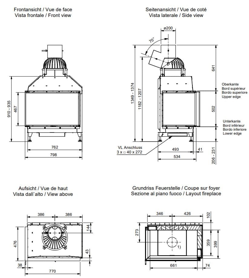Стальной угловой дровяной камин RÜEGG K ARCH-00113862 - Вид №3