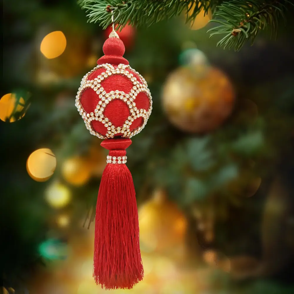 89381671 Украшение елочное «Кисть», 24x6 см, цвет бордовый STLM-1538241 Santreyd 